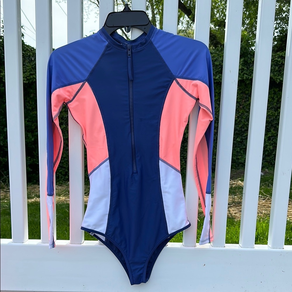 Body Glove Blue and Pink Long Sleeve Bodysuit